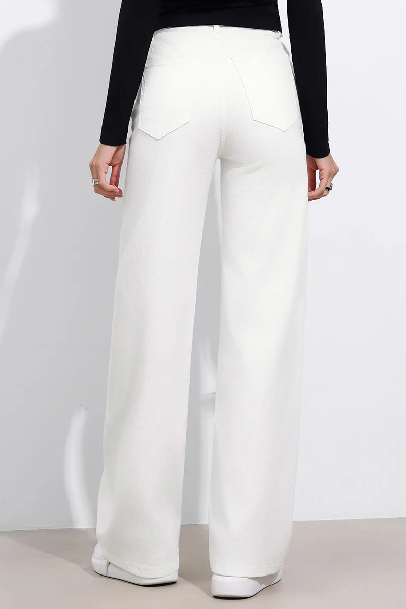Asymmetrical High Waist Multi Pocket Wide Leg Jeans Street Style - Image 3