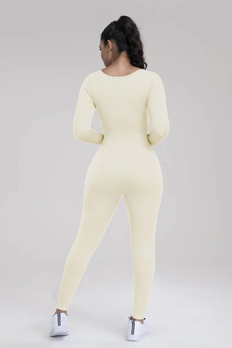 Athletic Seamless U Neck Long Sleeve Shaping Jumpsuit - Image 12