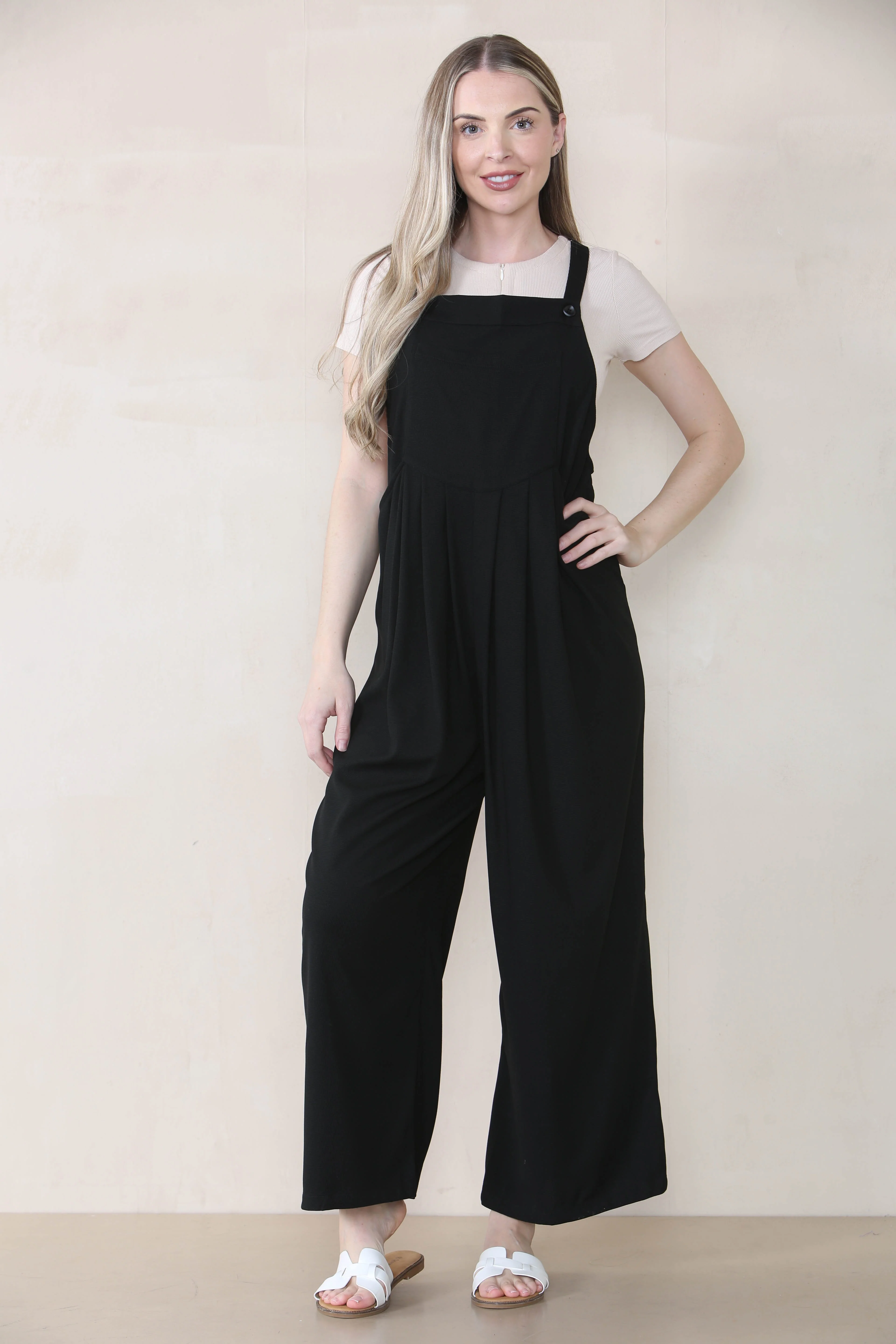 Casual Adjustable Strap Pocket Ruched Wide Leg Overalls - Image 4