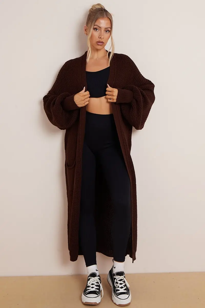 Casual Knit Puff Sleeve Loose Open-Front Cardigan - Image 25