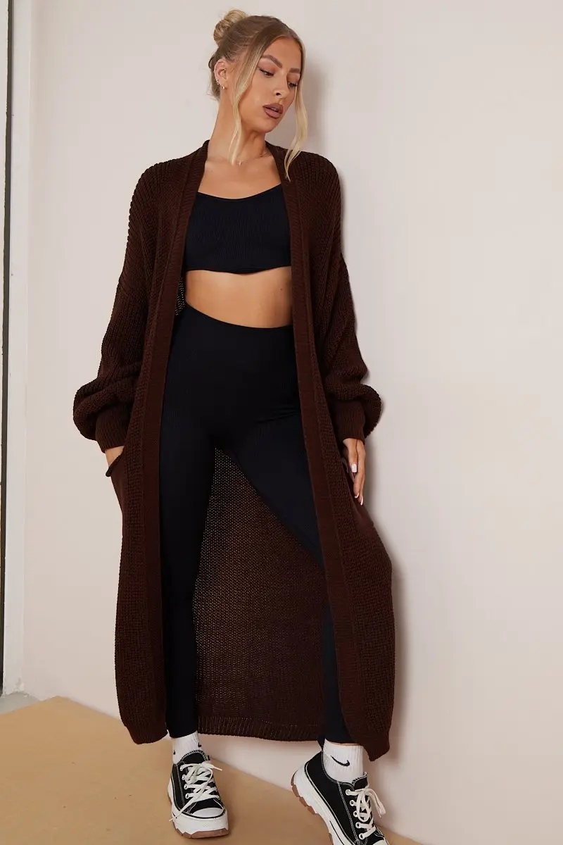 Casual Knit Puff Sleeve Loose Open-Front Cardigan - Image 26
