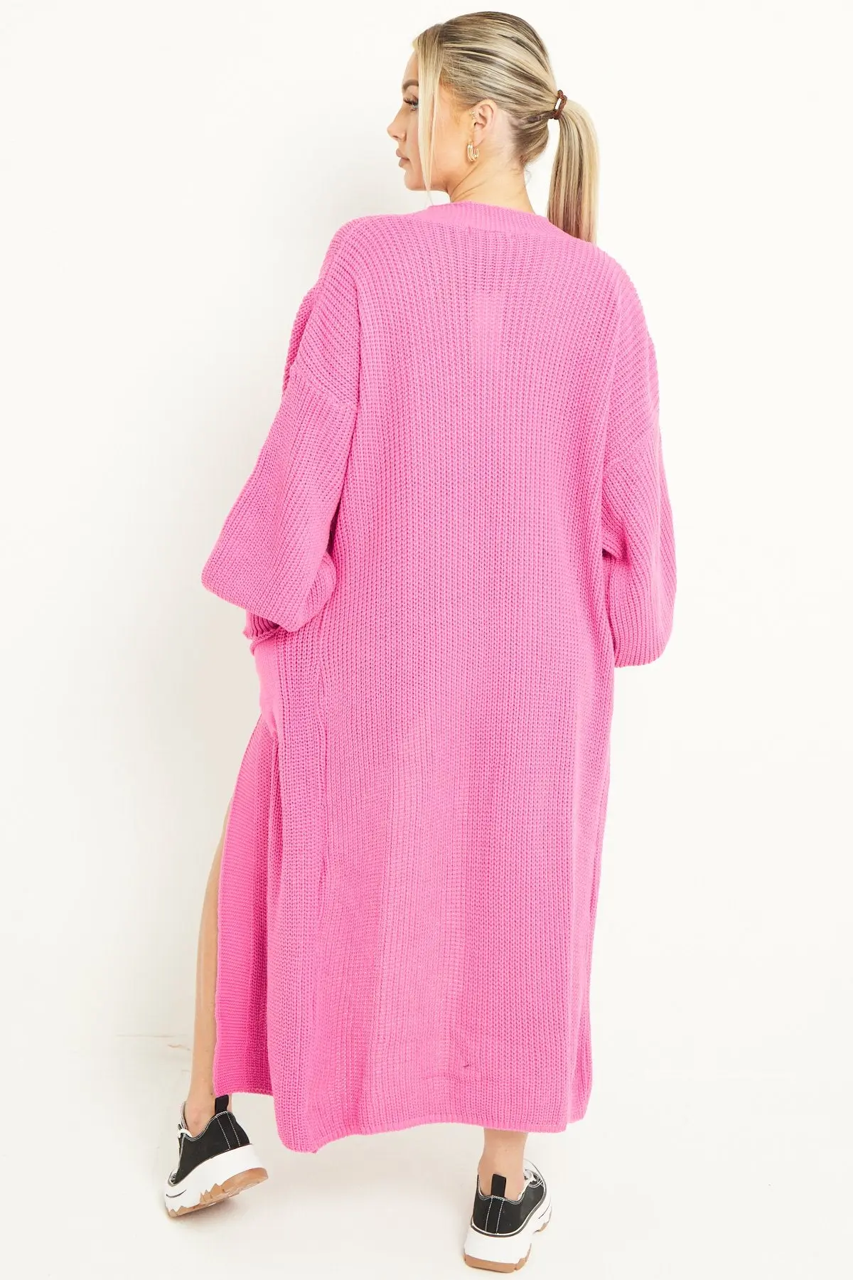 Casual Knit Puff Sleeve Loose Open-Front Cardigan - Image 33