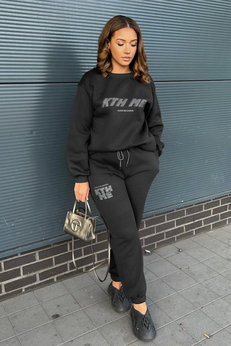 Casual KTH ME Print Loose Sweatshirt & Sweatpants Co-ord - Image 5