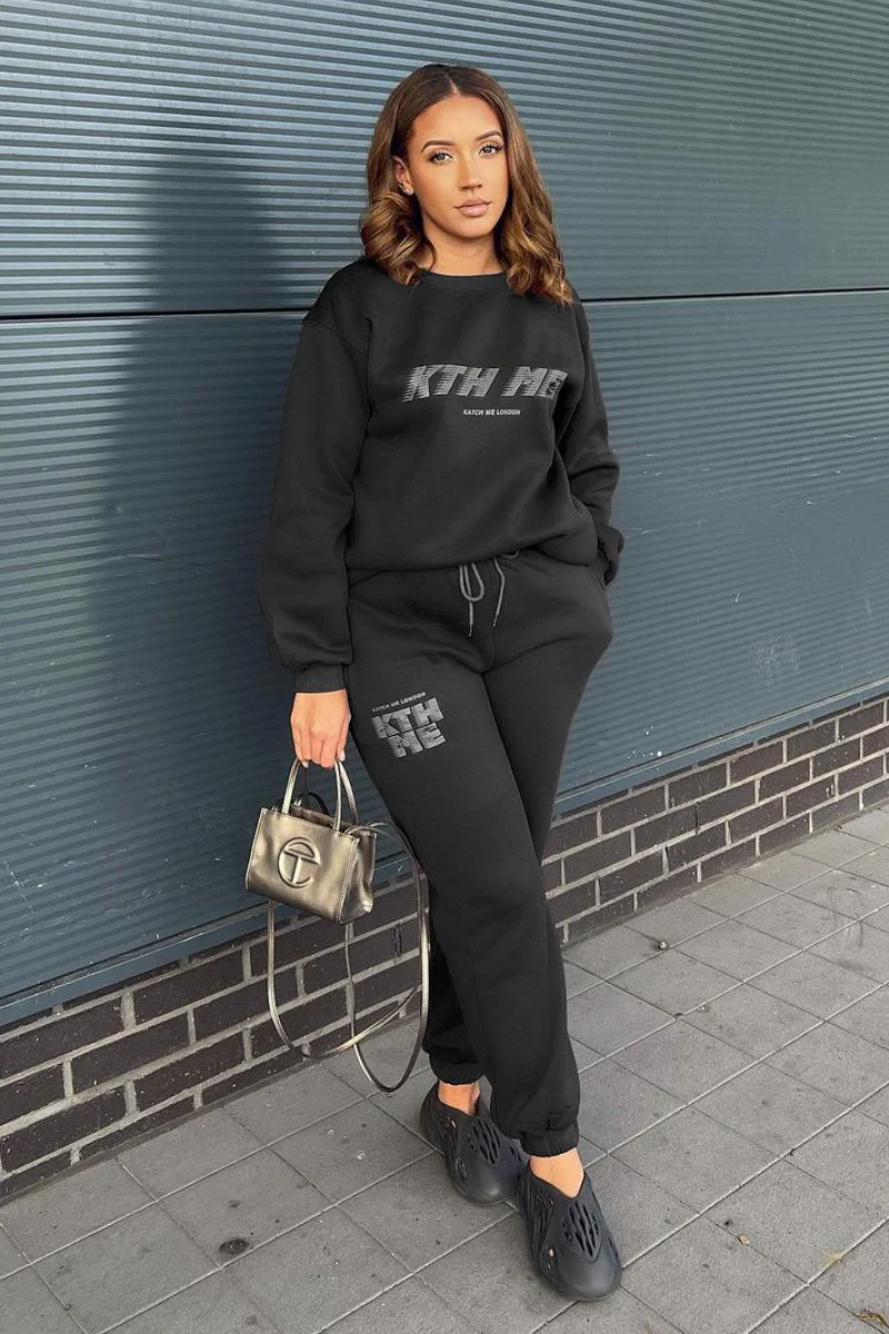 Casual KTH ME Print Loose Sweatshirt & Sweatpants Co-ord - Image 6