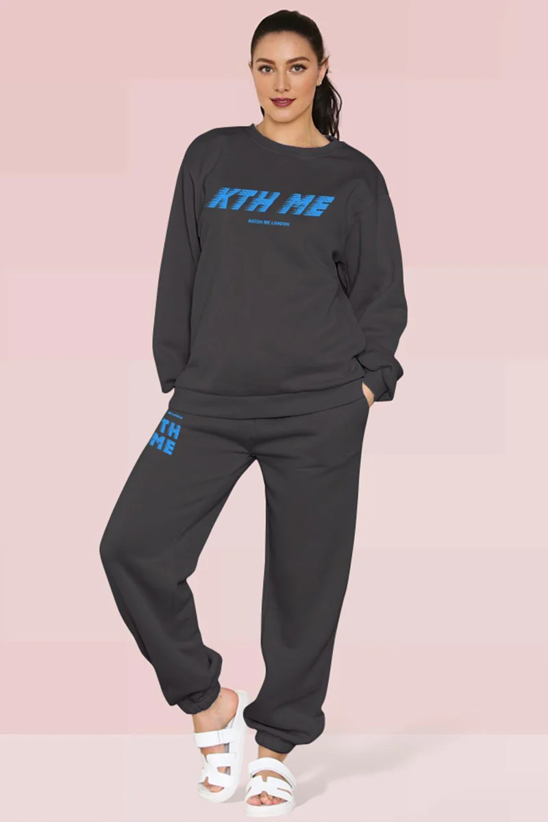 Casual KTH ME Print Loose Sweatshirt & Sweatpants Co-ord - Image 7
