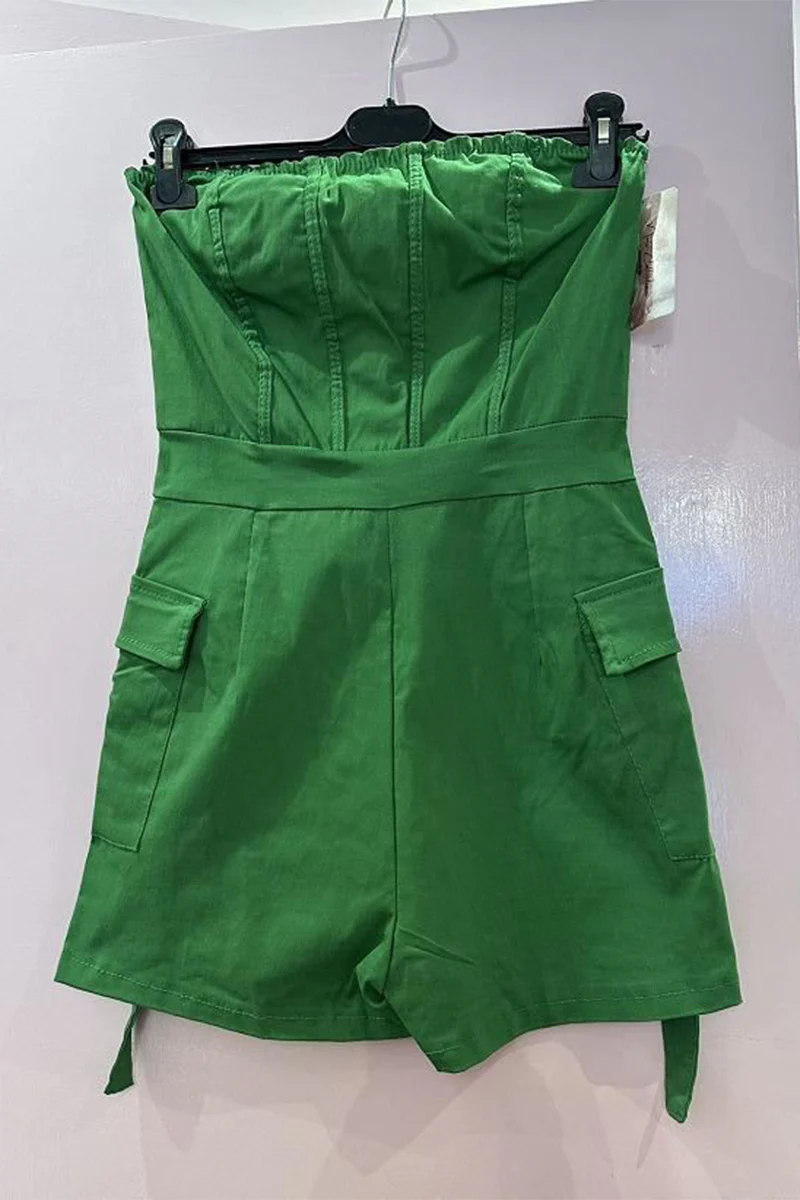 Casual Thin Strap Flap Pocket Slim-Fitting Playsuit - Image 20