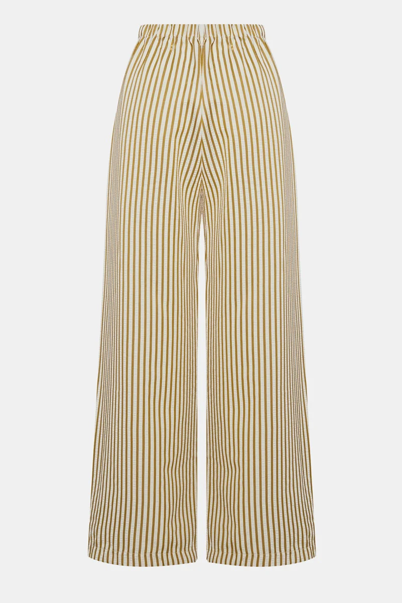 Katchme Look Leopard Stripe Print High Waist Drawstring Wide Leg Pants - Image 2