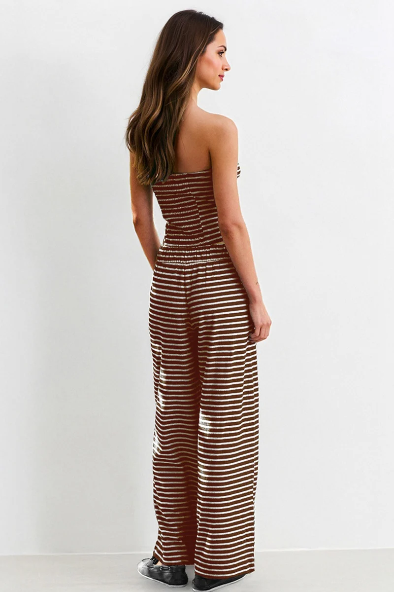 Katchme Striped Tube Top & Low-Rise Wide Leg Trousers Co-ord Set - Image 12