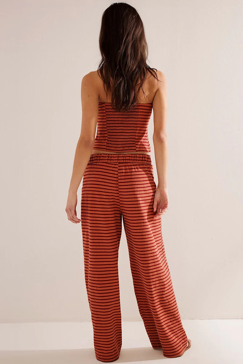 Katchme Striped Tube Top & Low-Rise Wide Leg Trousers Co-ord Set - Image 3