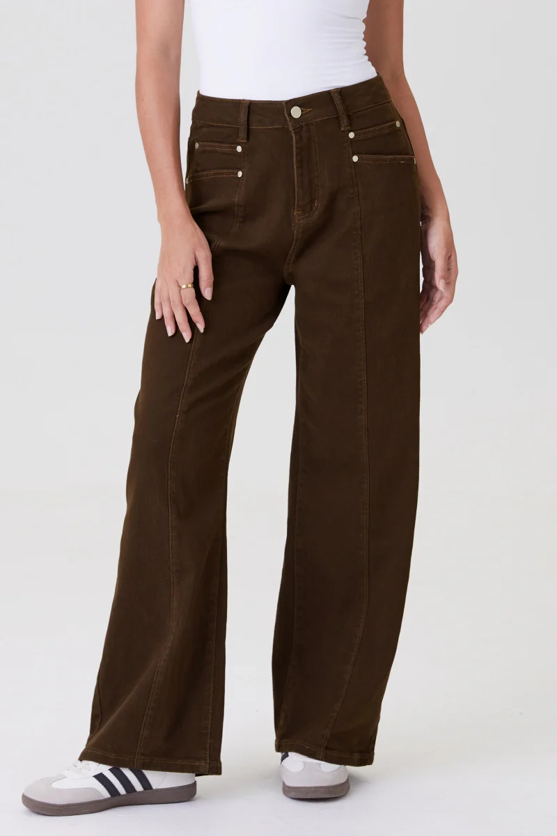 Katchme High Waist Multi-Pocket Soft Stretch Wide Leg Trousers