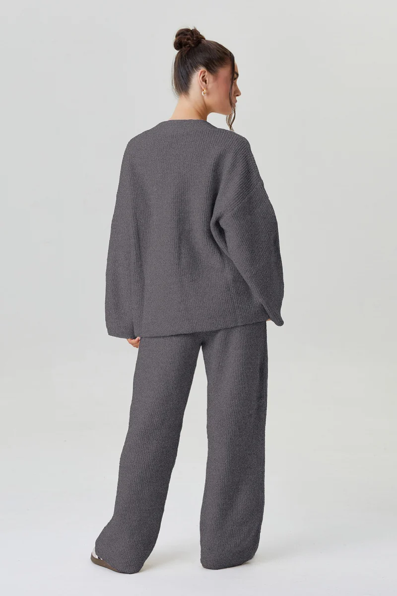 Katchme V-Neck Button-Up Cardigan & Stretch Loose Trousers Co-ord Set - Image 12
