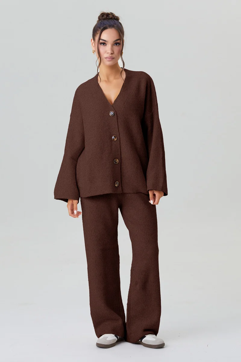 Katchme V-Neck Button-Up Cardigan & Stretch Loose Trousers Co-ord Set - Image 5