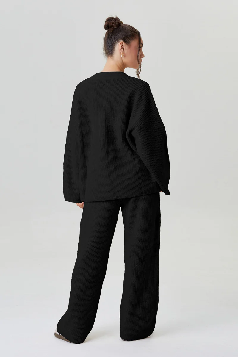 Katchme V-Neck Button-Up Cardigan & Stretch Loose Trousers Co-ord Set - Image 8