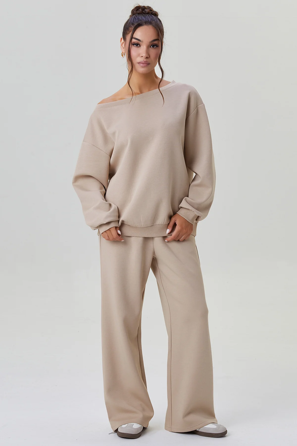 Katchme Sloping Shoulder Long Sleeve Top & Wide Leg Trousers Co-ord Set - Image 11