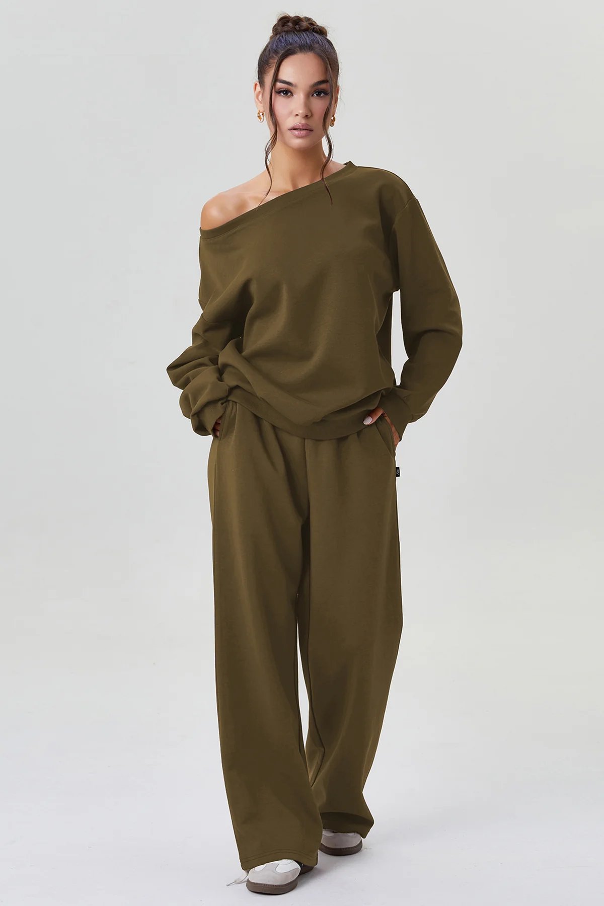 Katchme Sloping Shoulder Long Sleeve Top & Wide Leg Trousers Co-ord Set - Image 13