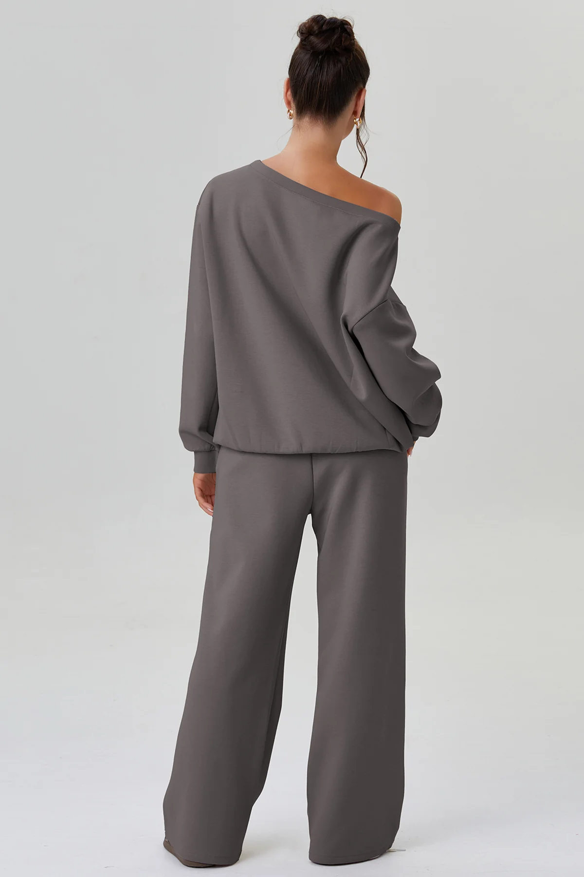 Katchme Sloping Shoulder Long Sleeve Top & Wide Leg Trousers Co-ord Set - Image 8