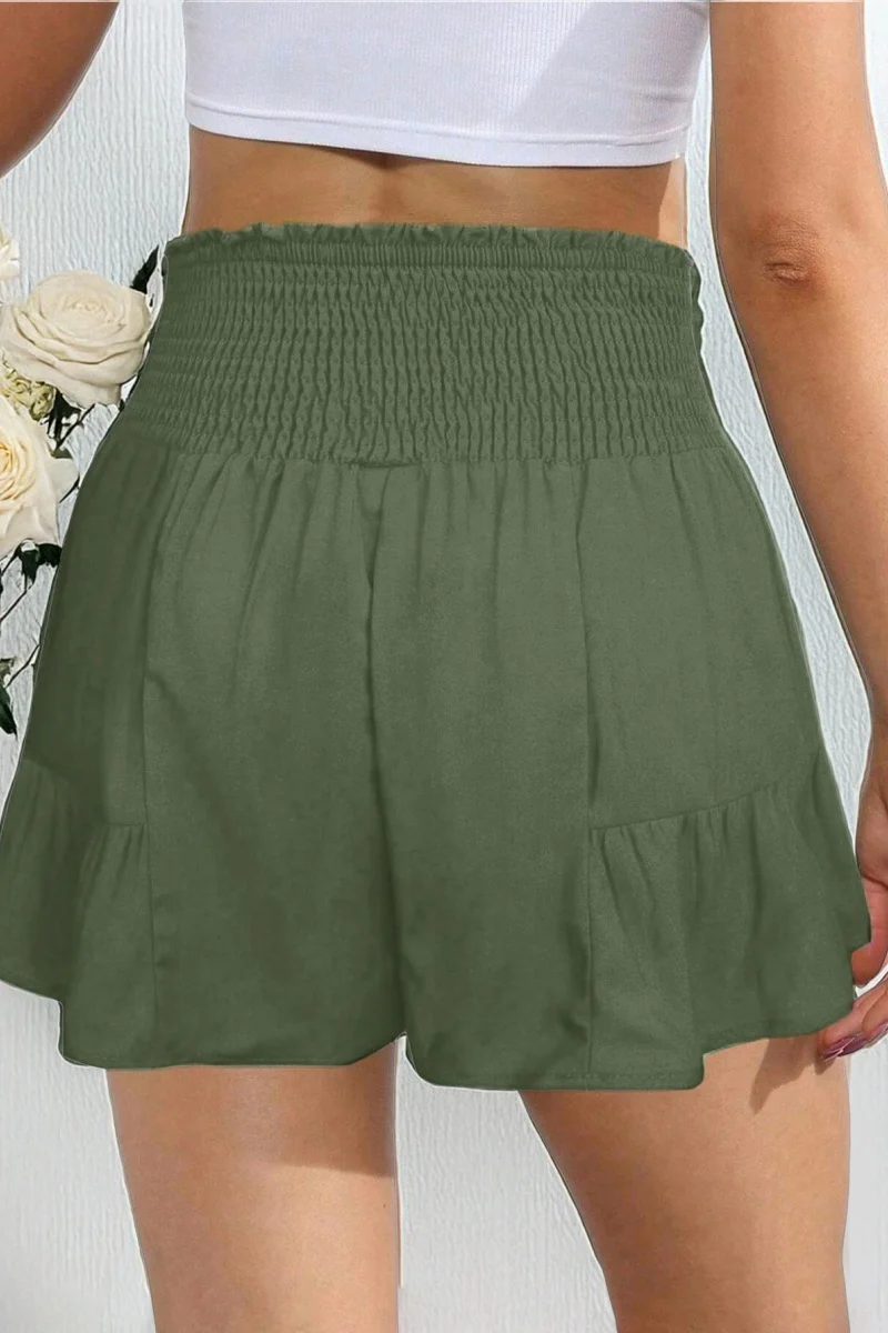 Katchme Solid Color High Waist Bow Tie Textured Pull On Shorts - Image 7