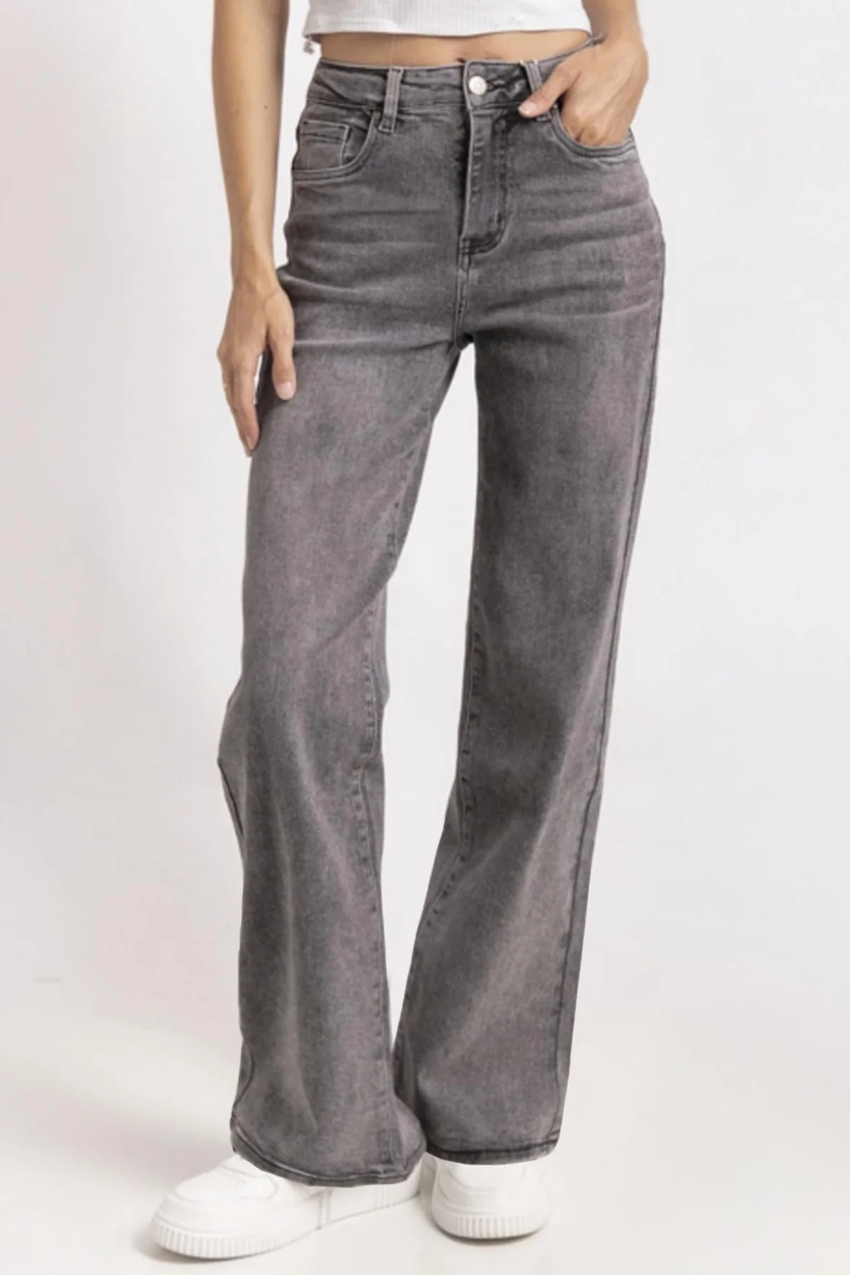 KatchMe Street Style Versatile High Waist Wide Leg Stretch Jeans - Image 10