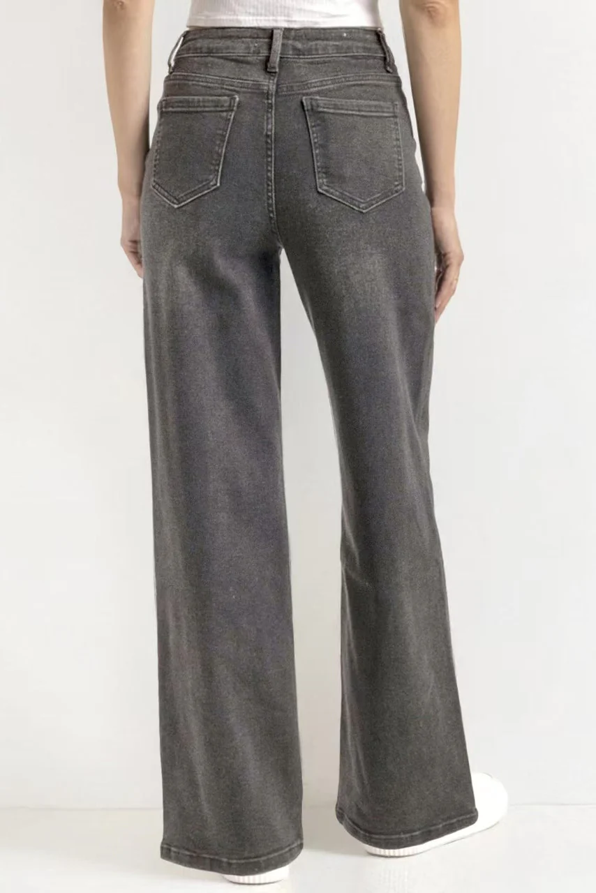 KatchMe Street Style Versatile High Waist Wide Leg Stretch Jeans - Image 11