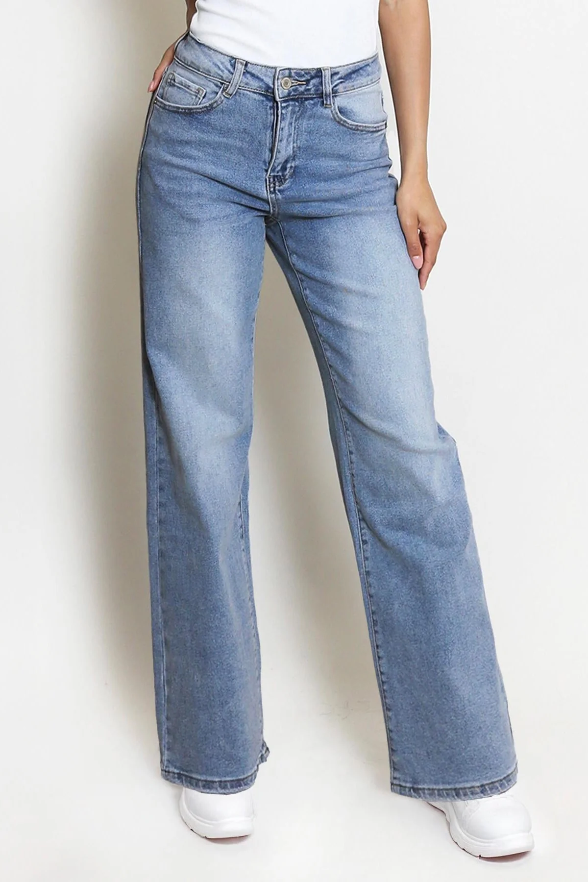 KatchMe Street Style Versatile High Waist Wide Leg Stretch Jeans - Image 12
