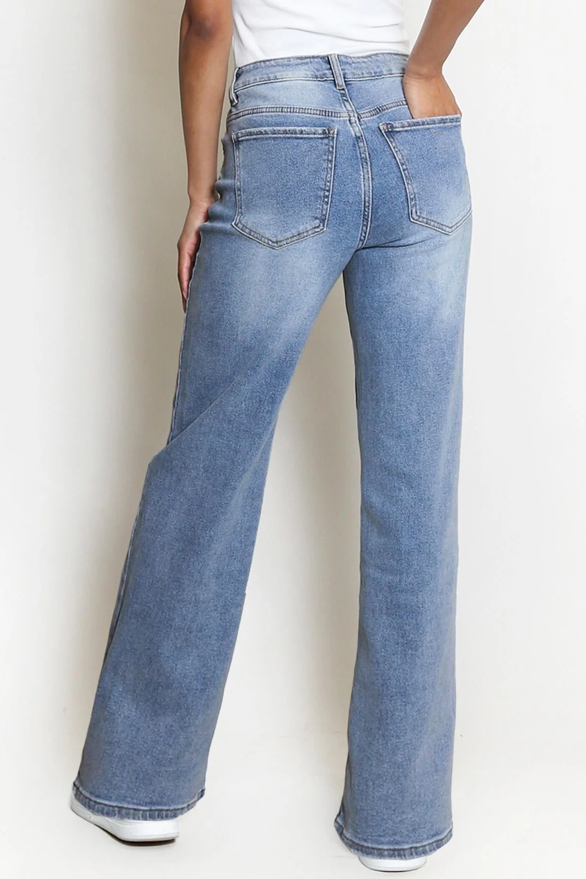KatchMe Street Style Versatile High Waist Wide Leg Stretch Jeans - Image 13