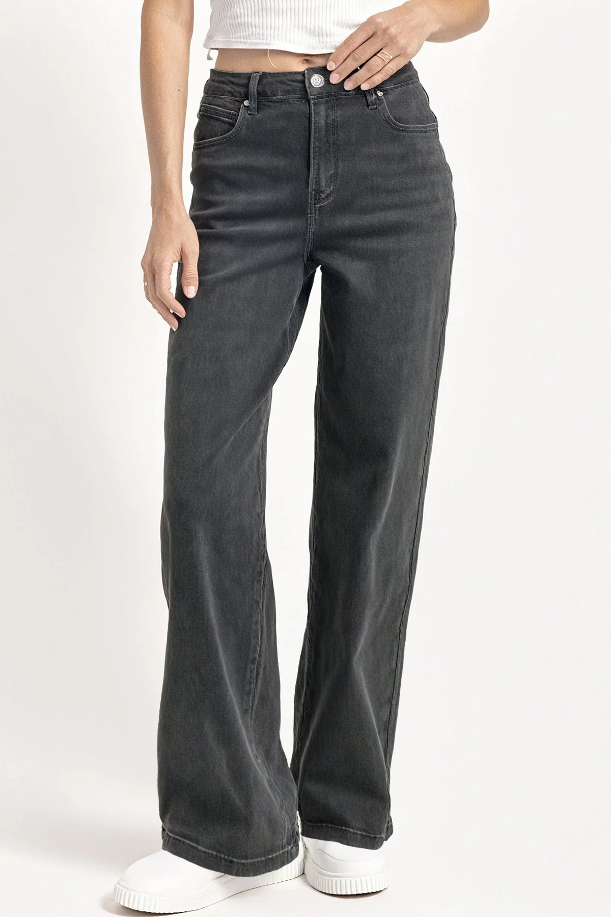 KatchMe Street Style Versatile High Waist Wide Leg Stretch Jeans - Image 14