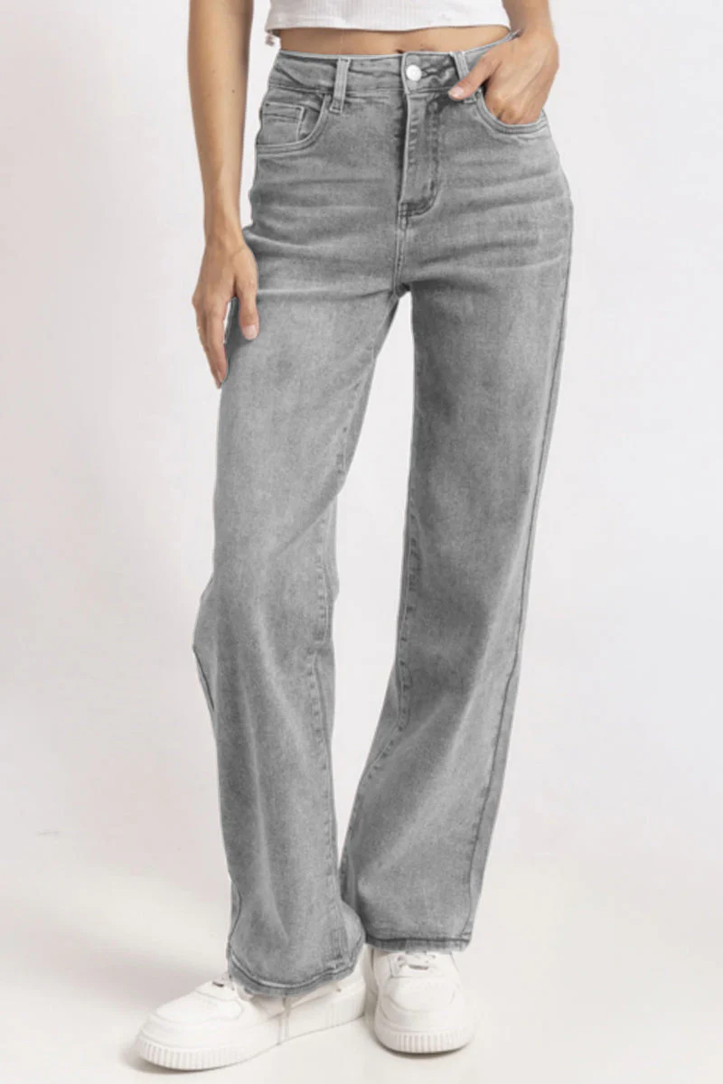 KatchMe Street Style Versatile High Waist Wide Leg Stretch Jeans - Image 17