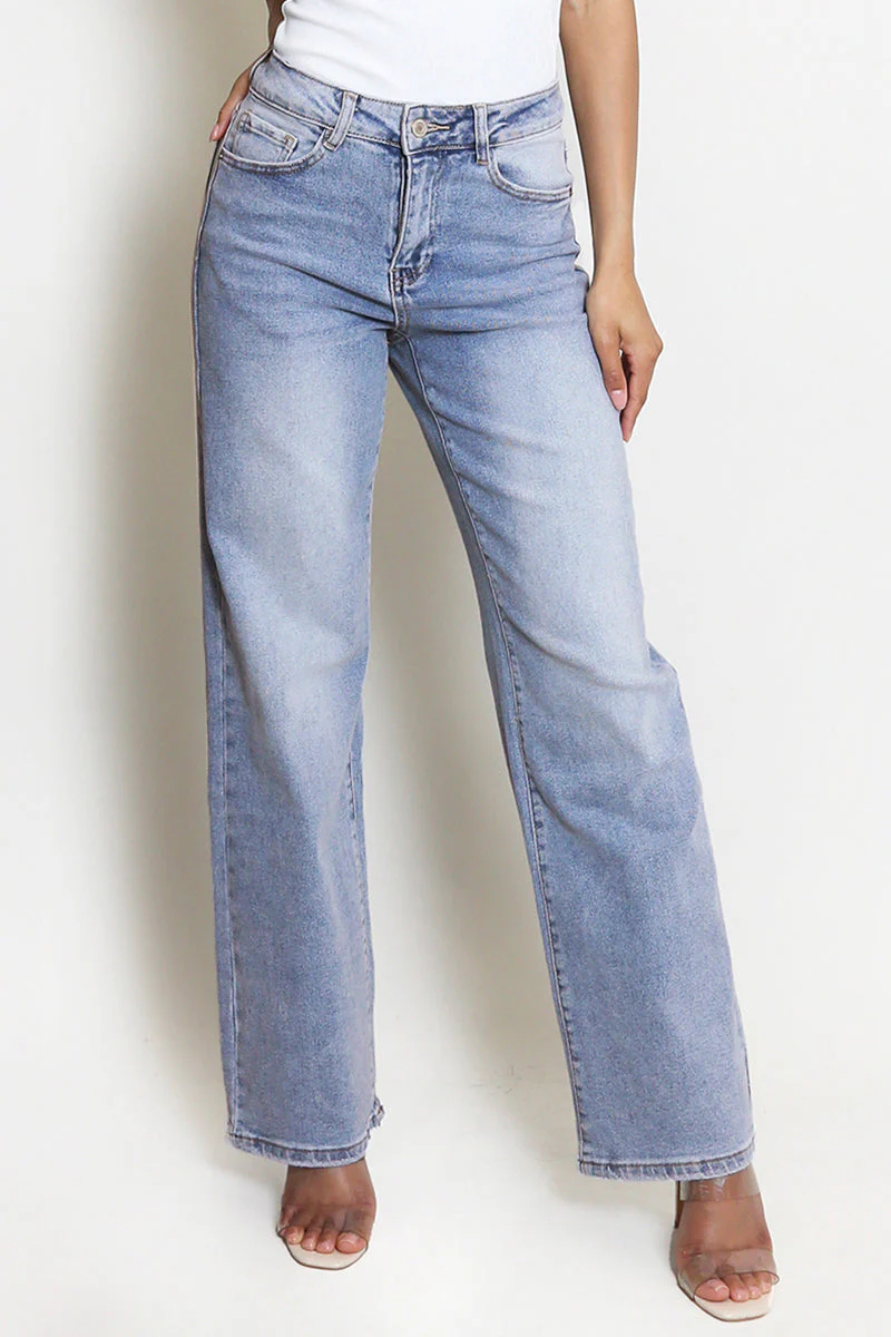 KatchMe Street Style Versatile High Waist Wide Leg Stretch Jeans - Image 18