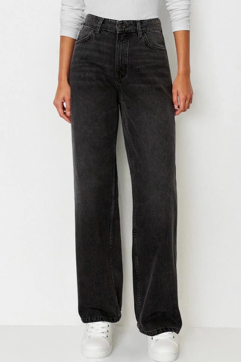 KatchMe Street Style Versatile High Waist Wide Leg Stretch Jeans - Image 19