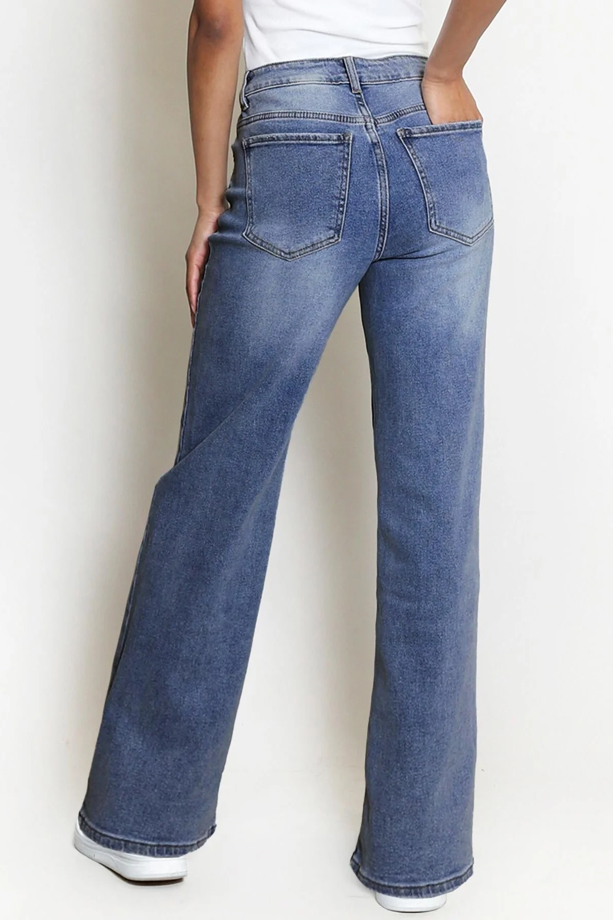 KatchMe Street Style Versatile High Waist Wide Leg Stretch Jeans - Image 3