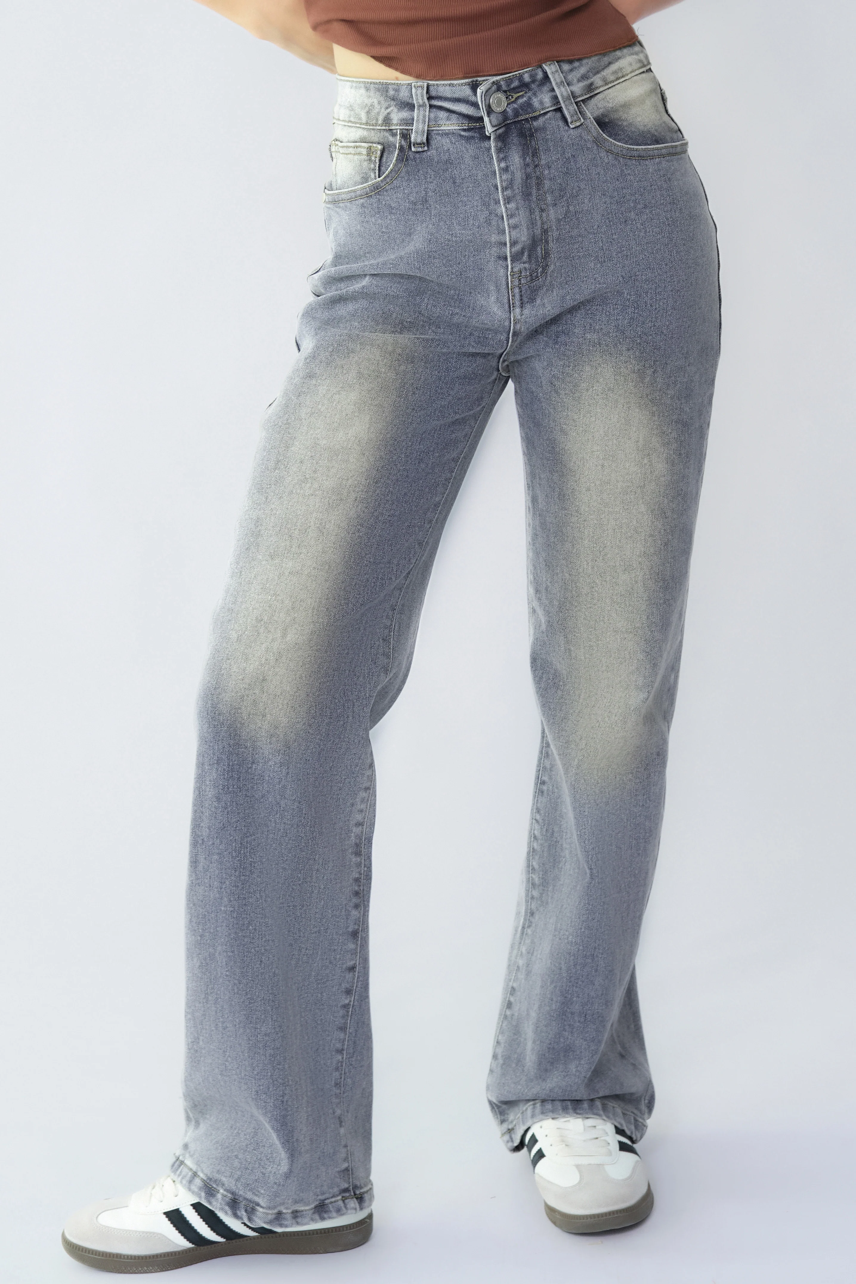 KatchMe Street Style Versatile High Waist Wide Leg Stretch Jeans - Image 4