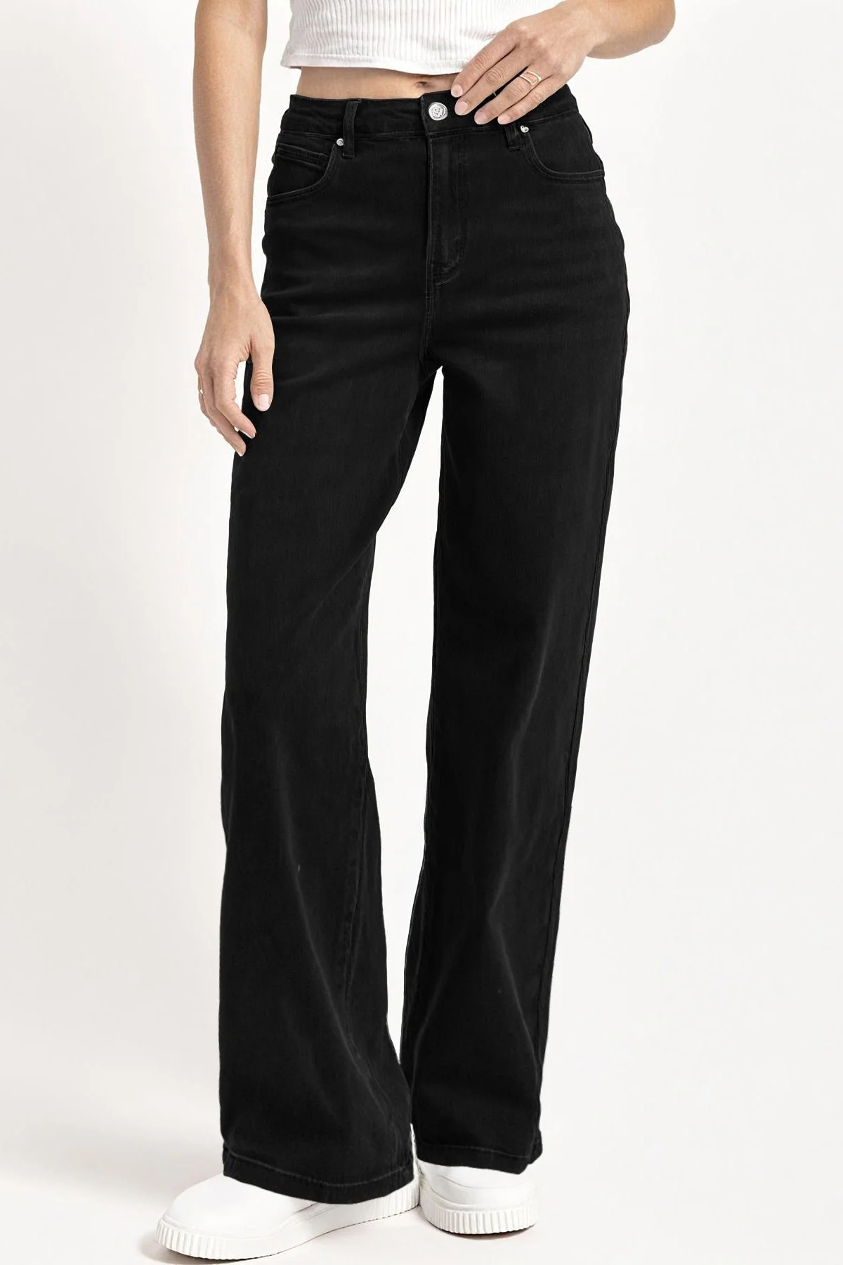 KatchMe Street Style Versatile High Waist Wide Leg Stretch Jeans - Image 8
