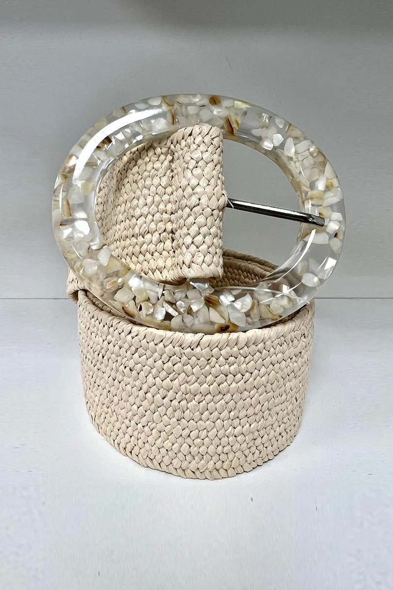 Katchme Solid Color Resin Buckle Elastic Woven Wide Belt - Image 11