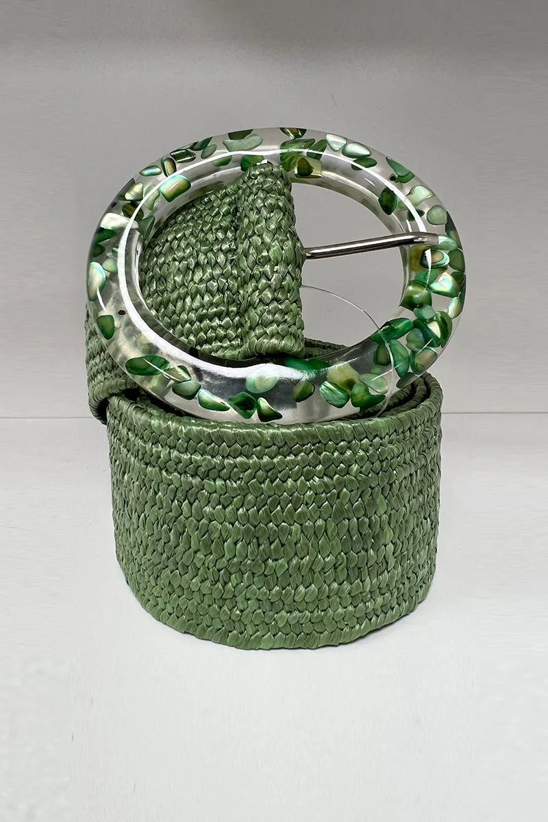 Katchme Solid Color Resin Buckle Elastic Woven Wide Belt - Image 13