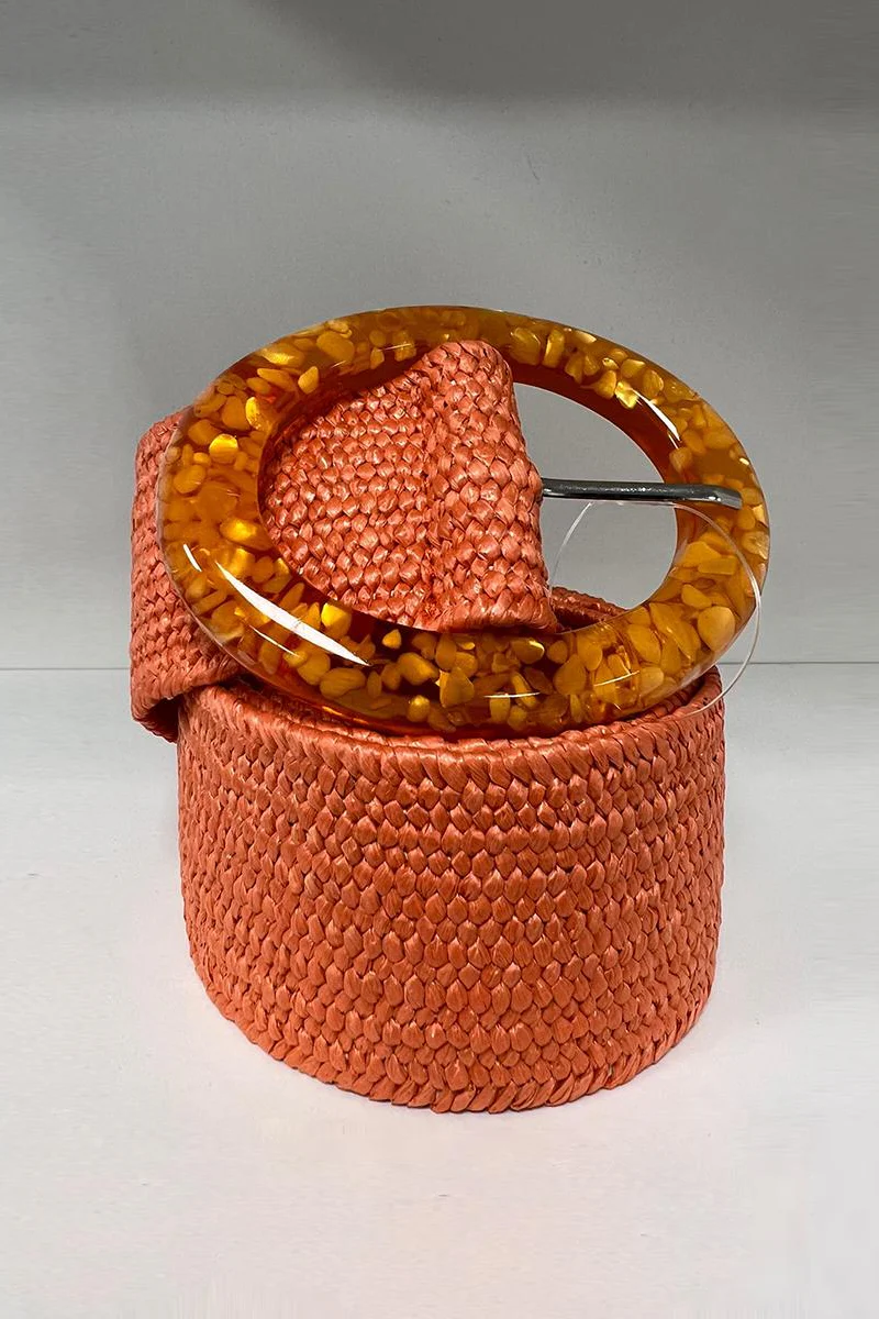 Katchme Solid Color Resin Buckle Elastic Woven Wide Belt - Image 15