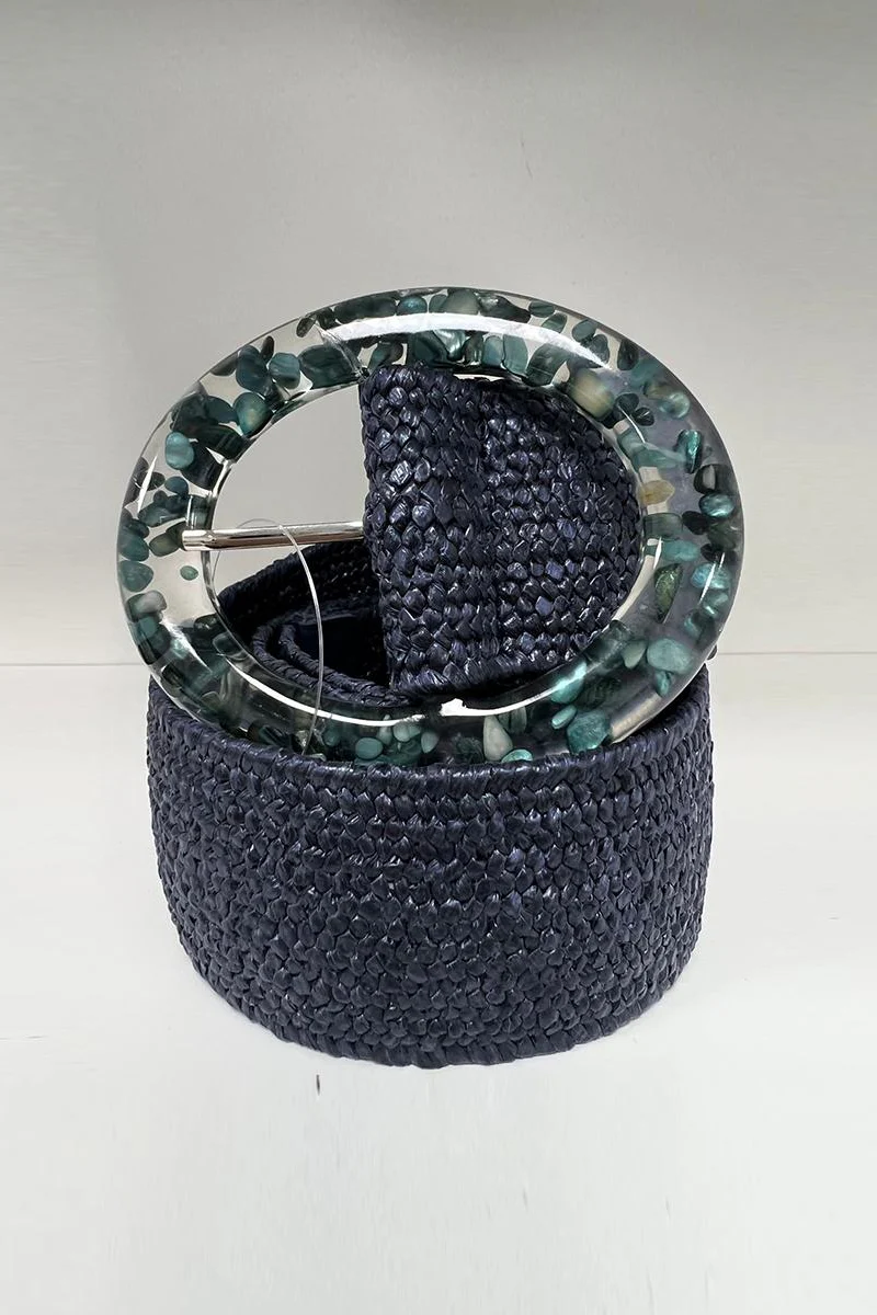Katchme Solid Color Resin Buckle Elastic Woven Wide Belt - Image 16