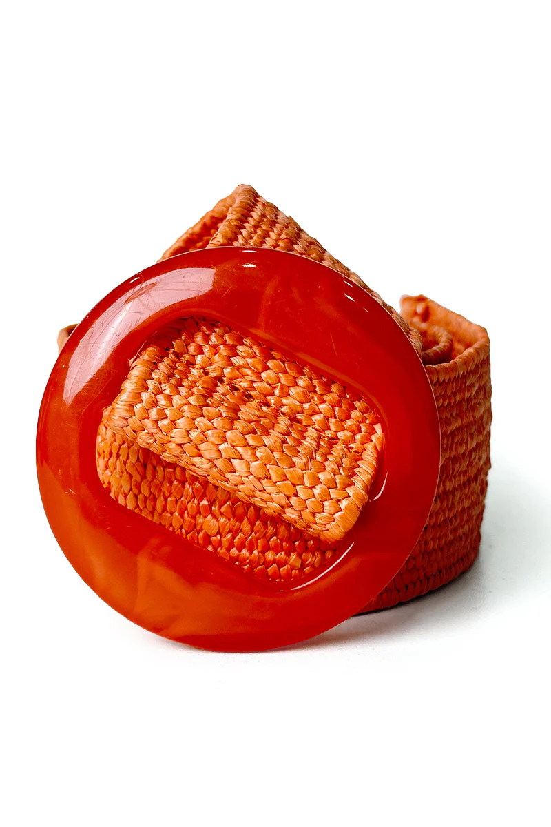Katchme Solid Color Resin Buckle Elastic Woven Wide Belt - Image 4