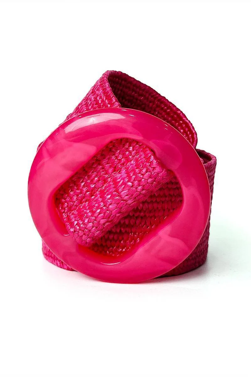 Katchme Solid Color Resin Buckle Elastic Woven Wide Belt - Image 6