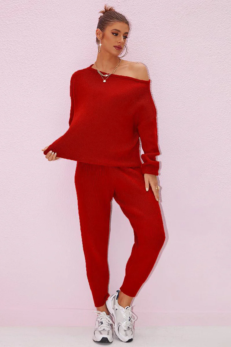 Katchme Sloping Shoulder Loose Sweater & Drawstring Skinny Trousers Co-ord Set - Image 3