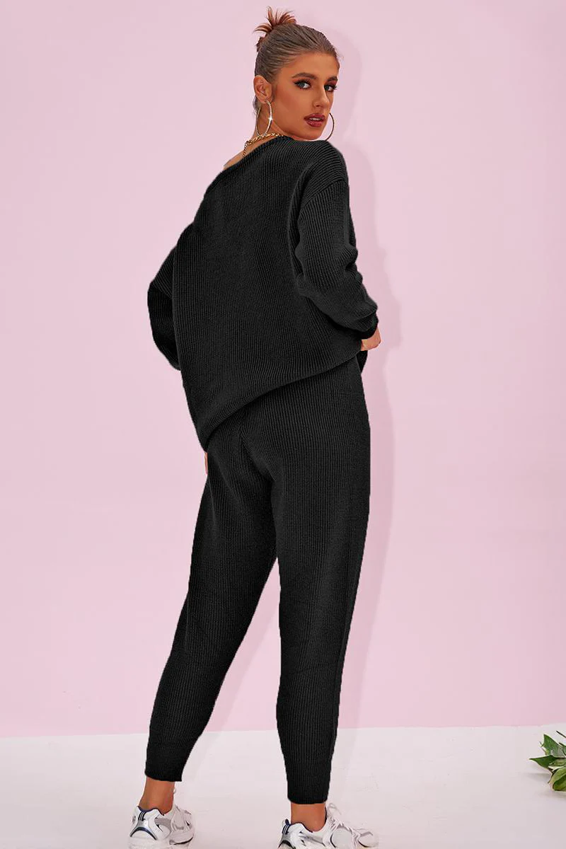 Katchme Sloping Shoulder Loose Sweater & Drawstring Skinny Trousers Co-ord Set - Image 5