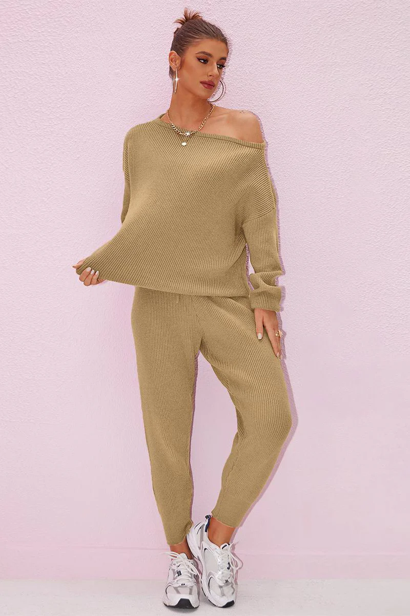 Katchme Sloping Shoulder Loose Sweater & Drawstring Skinny Trousers Co-ord Set - Image 6