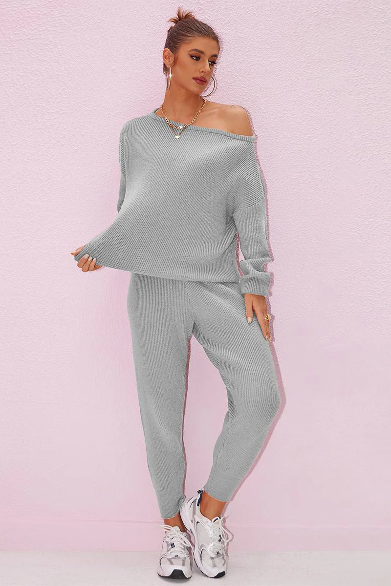 Katchme Sloping Shoulder Loose Sweater & Drawstring Skinny Trousers Co-ord Set - Image 7