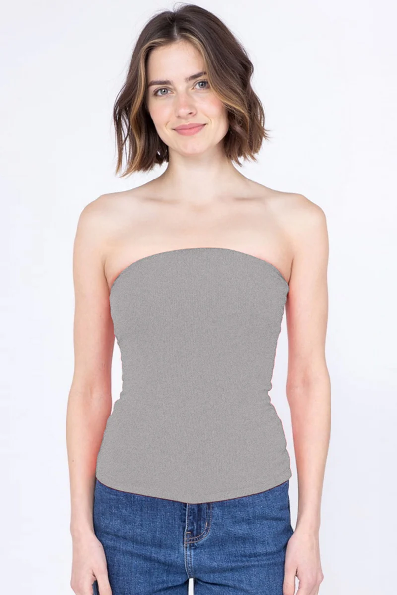 Katchme Stretch Slim Solid Color Sleeveless Tube Top - Image 4