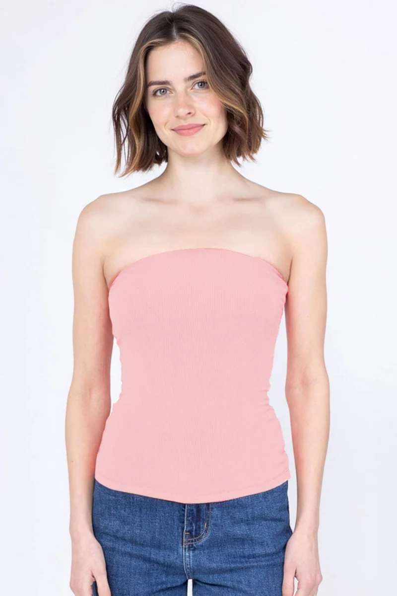 Katchme Stretch Slim Solid Color Sleeveless Tube Top - Image 8