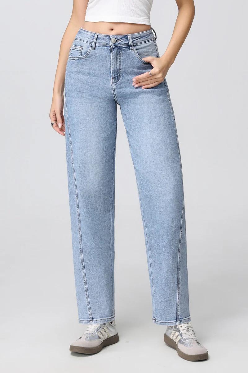 Katchme Washed Denim Mid-Rise Multi-Pocket Straight Leg Loose Jeans - Image 4