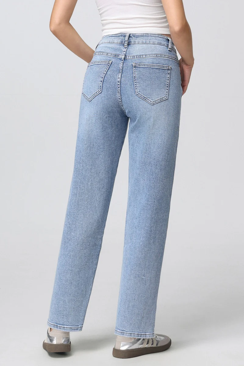 Katchme Washed Denim Mid-Rise Multi-Pocket Straight Leg Loose Jeans - Image 5