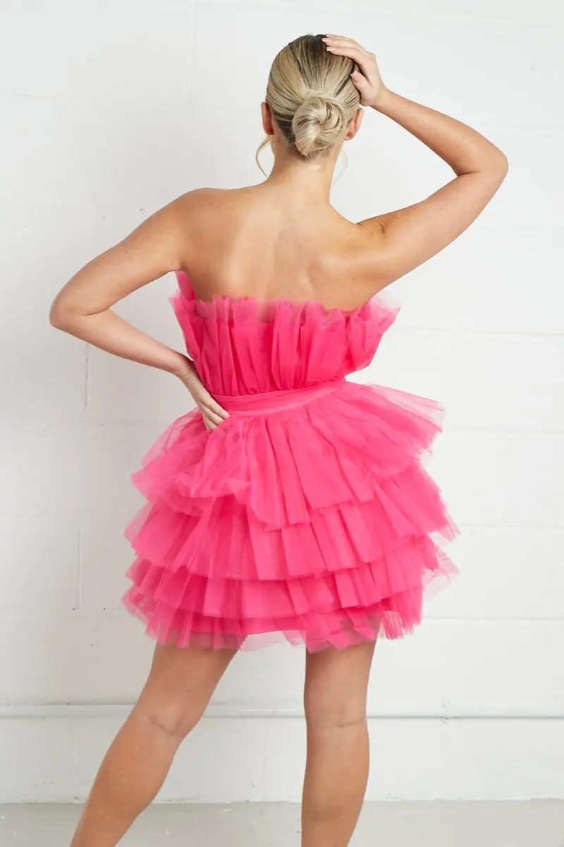 Lovely Chiffon Off The Shoulder Frill Tiered Dress - Image 7