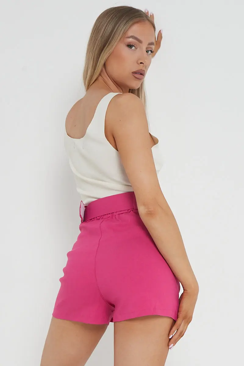 Minimalist High Waist Flap Pocket Belt Decor Skort - Image 7