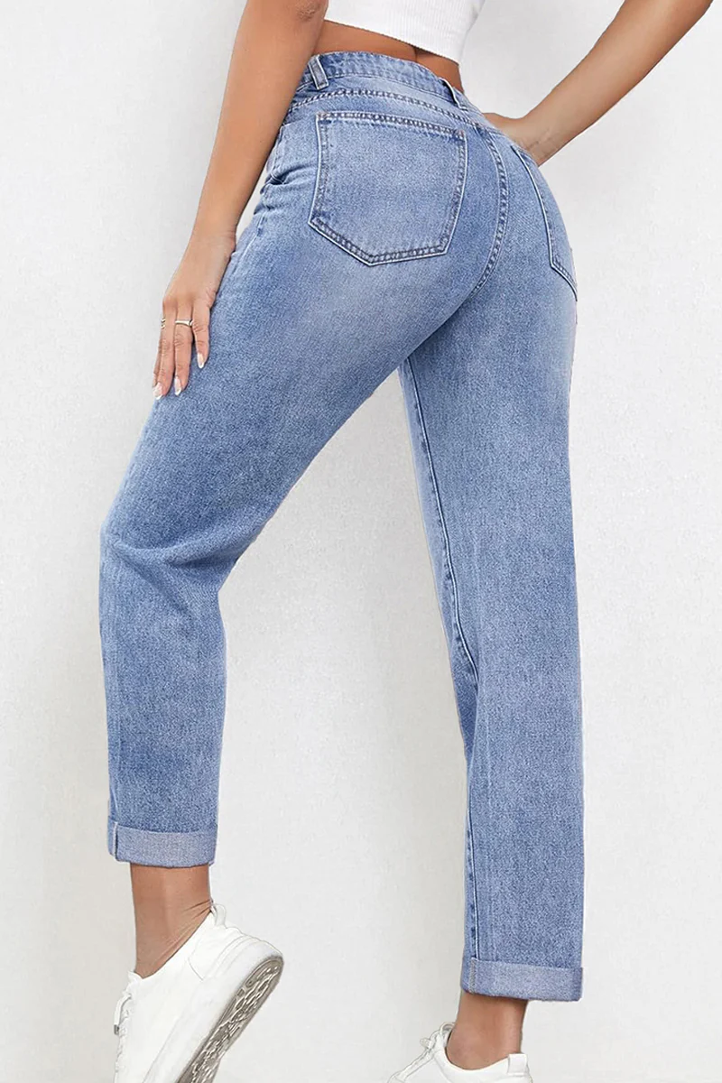 Casual Mid Rise Solid Slim Fit Jeans - Image 6