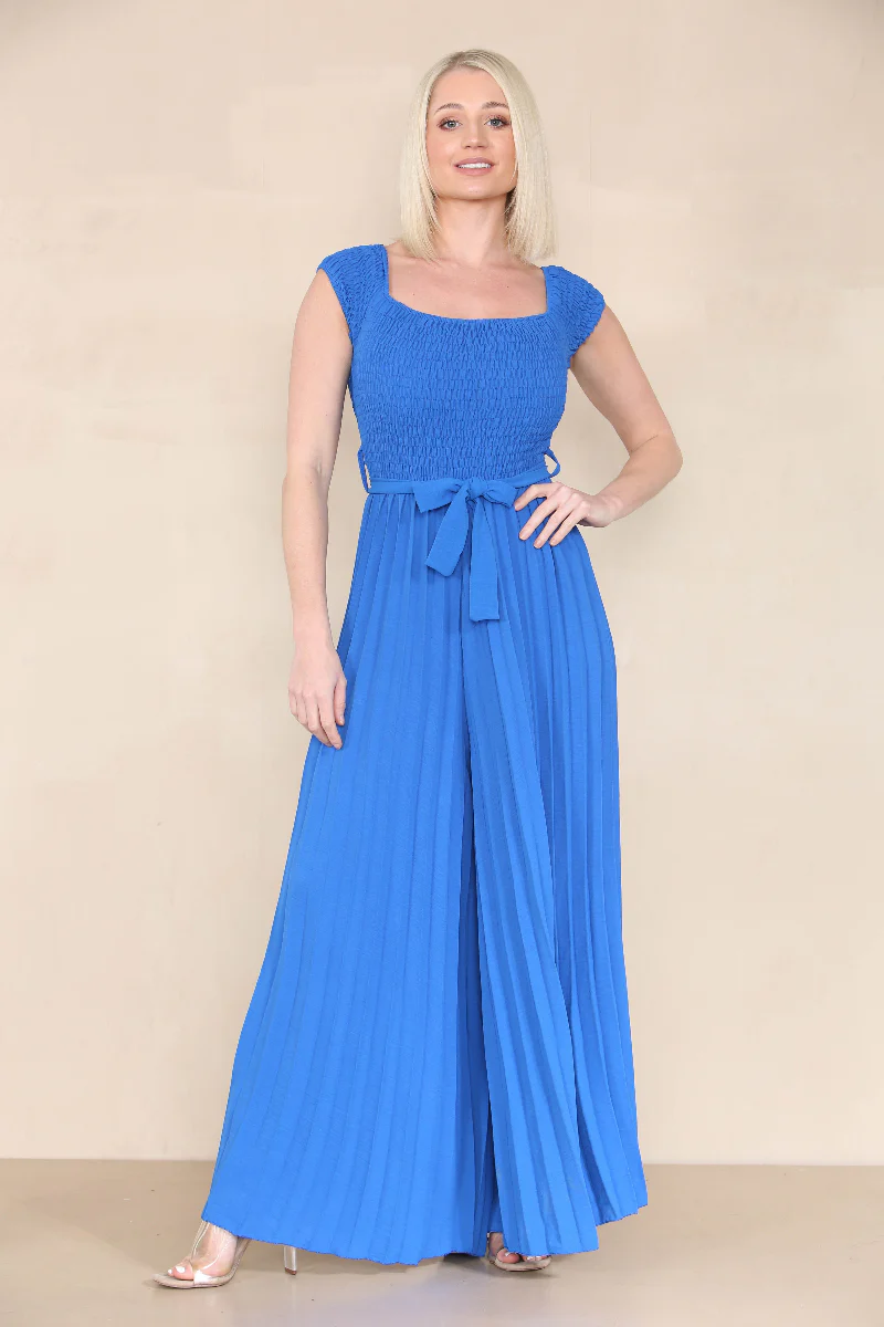 Trendy Off The Shoulder Waist Tie Pleated Jumpsuit - Image 11